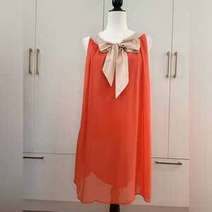 Cocktail dress ,Robe de crêpe corail et perlée Darling UK